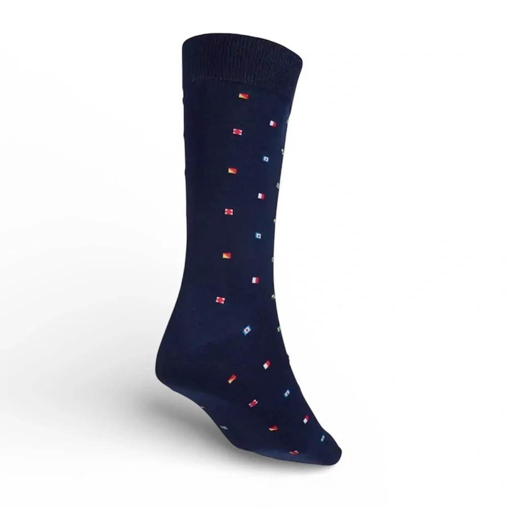 Walter Hagen Men's Novelty Blue Nautical Flags Golf Crew Socks